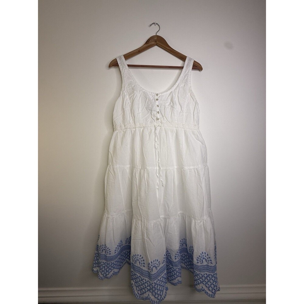 ✿ Seraphine White Cotton Sleeveless Top Button Front Boho UK12 US8 Summer